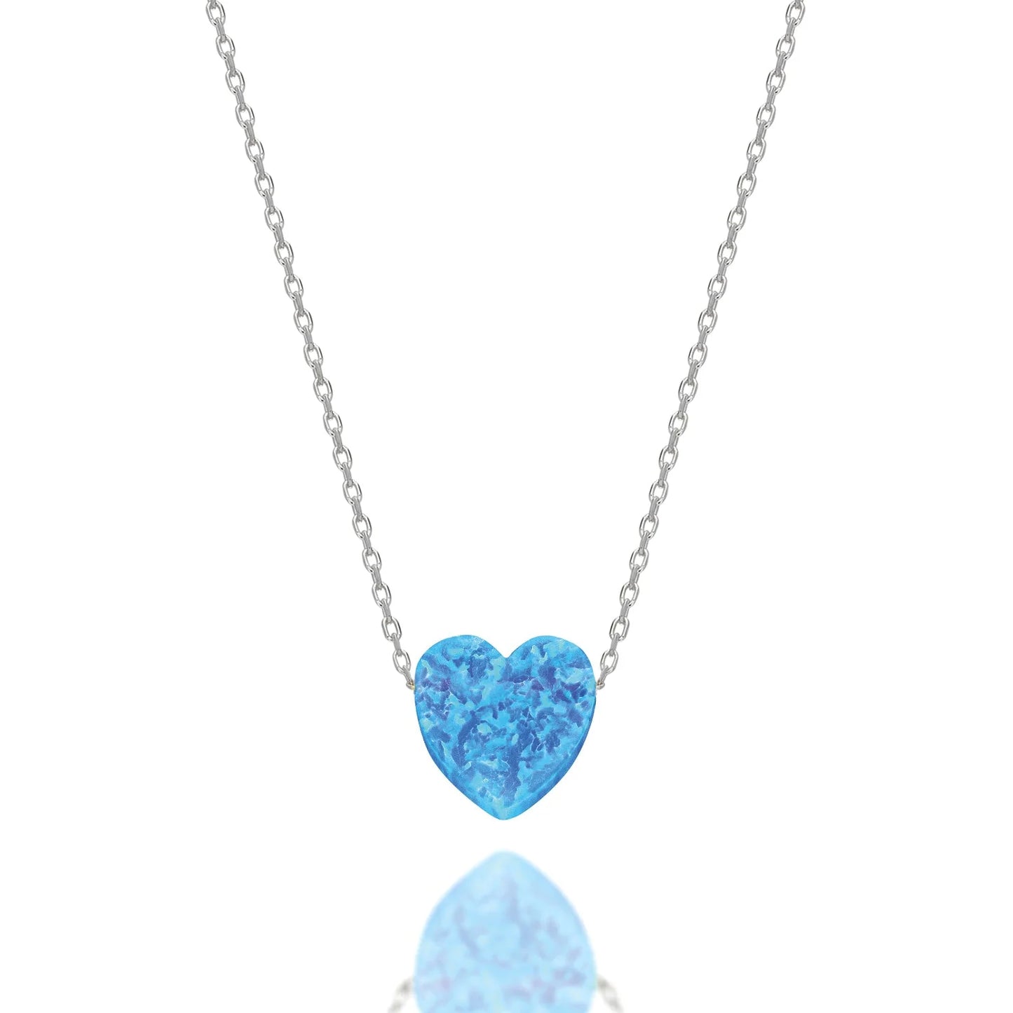 Halskette "Herz" Echter Opal Blau