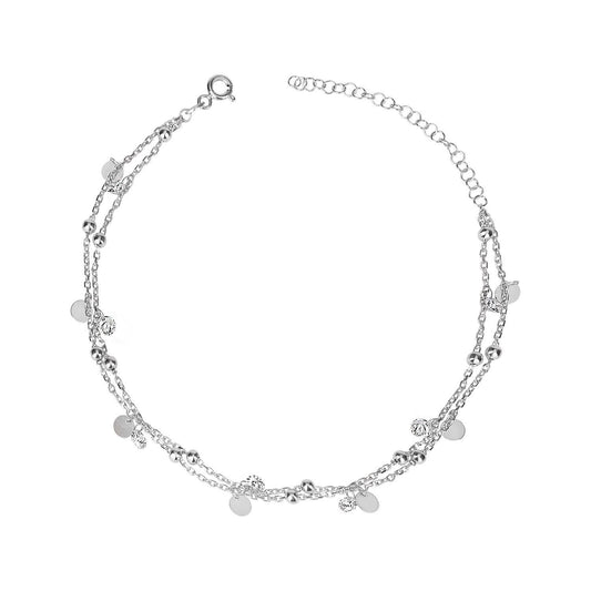 "Coin" Fußkette mit Zirkonia - ONYA