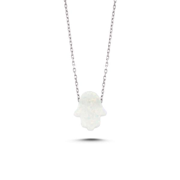 "Fatimas Hand Opal" Halskette weiss - ONYA