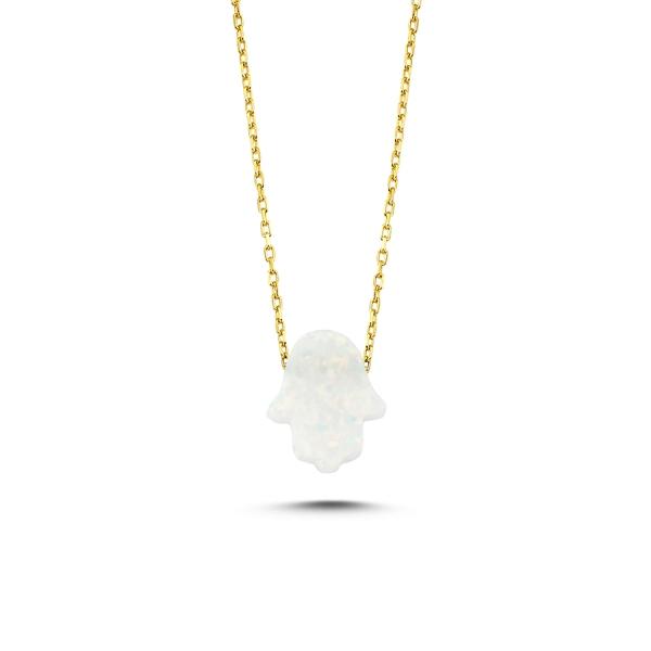 "Fatimas Hand Opal" Halskette weiss - ONYA
