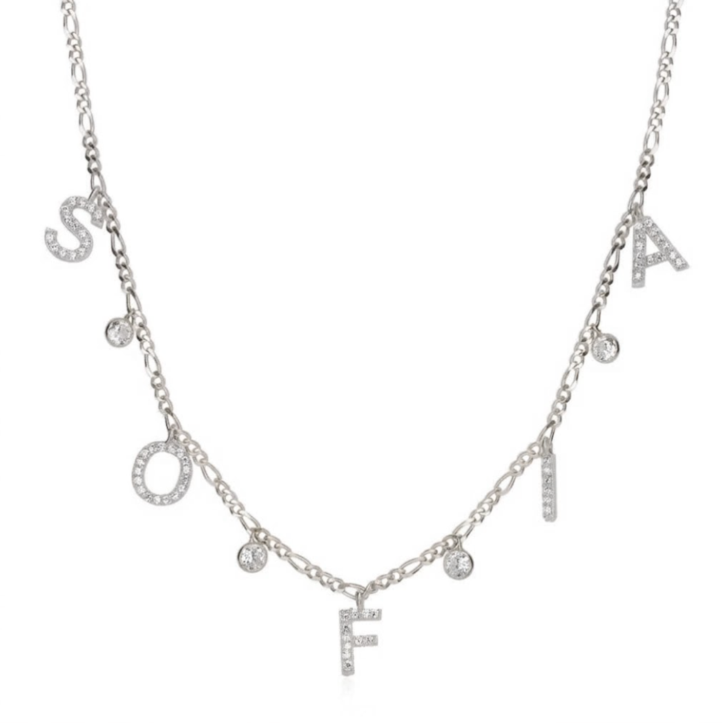 Halskette Figaro "Zirkonia" mit Name