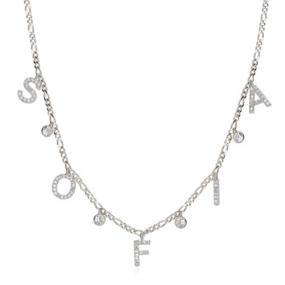 Halskette Figaro "Zirkonia" mit Name